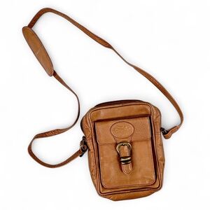 Vintage American Angel Leather Crossbody Purse Brown Travel Messenger Bag Wallet